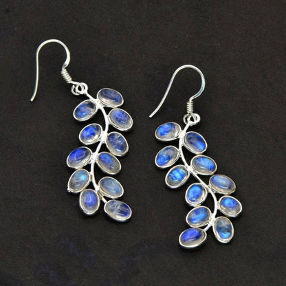 Ornament Leaves Metal Alloy Fashion Glitter Moonstone Earrings