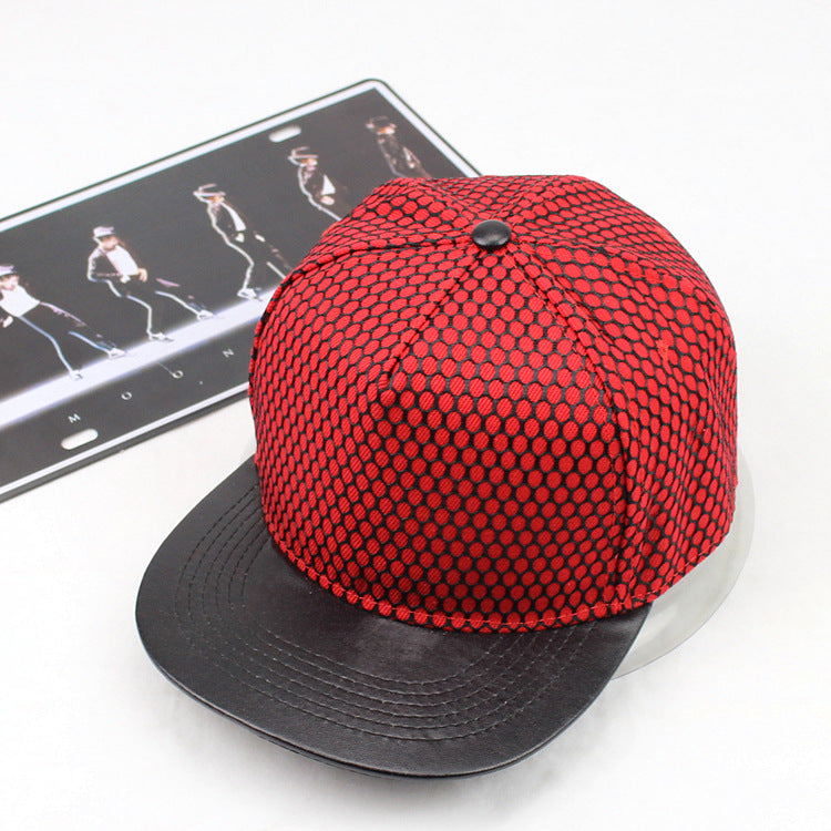 Mesh Stitching Trendy Flat Brim Hip Hop Hat Sun Hat