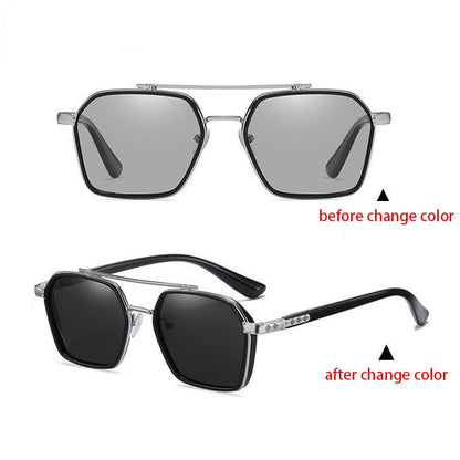 Day And Night Dual-use Photochromic Men's Double Beam UV-proof Hot Sunglasses