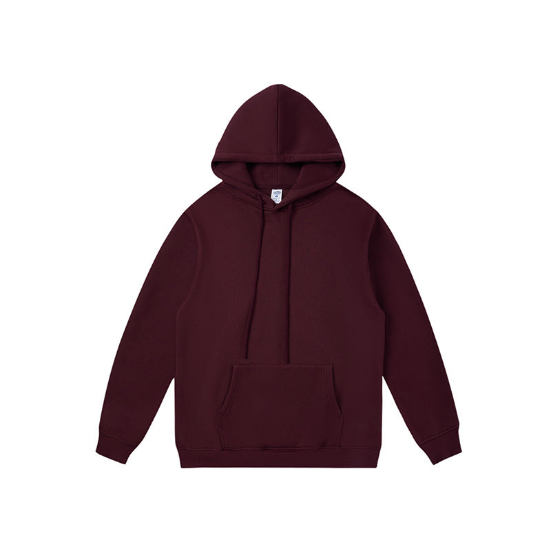 Men's And Women's Fashion Casual Padded And Thickened Hooded Solid Colour Sweatshirt