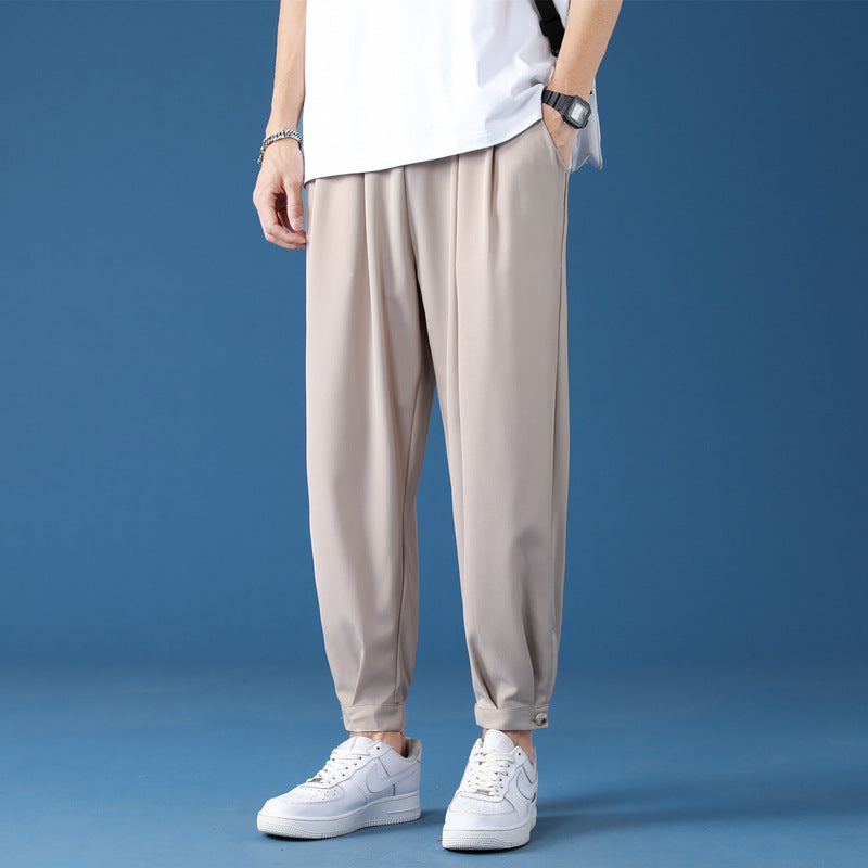 Draping Ice Silk Casual Pants Suit Pants Loose Thin Cropped Pants