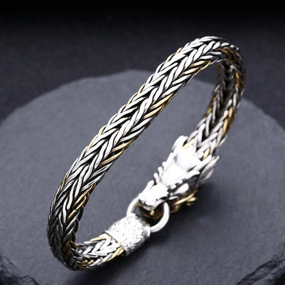 925 Sterling Silver Handmade Faucet Woven Bracelet Thick Type