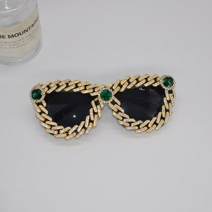 New Cat Eye Frame With Diamond Personality Fashion Street Shooting Ladies Glasses