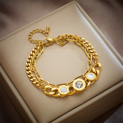 Women's Multi-layer Pendant Gold Bracelet