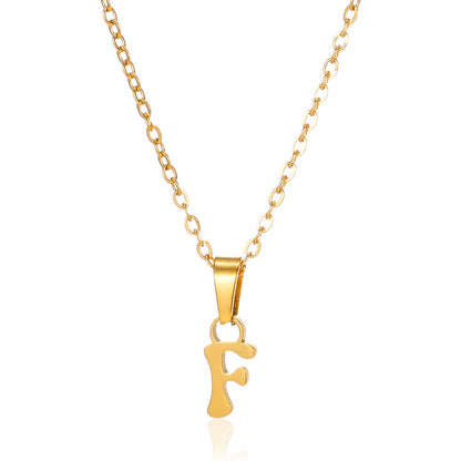 Simple 18K Gold Plating Stainless Steel Small Letter Necklace For Women