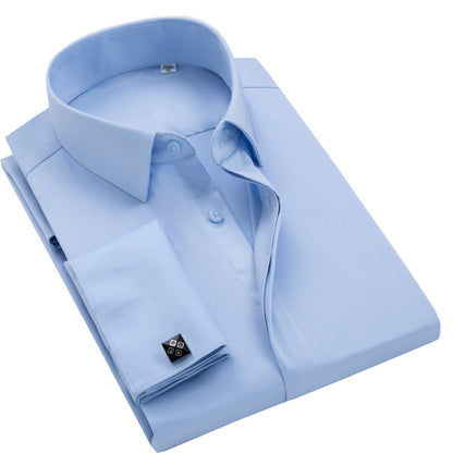 French Cufflinks Shirt Bamboo Fiber Long Sleeve Shirt