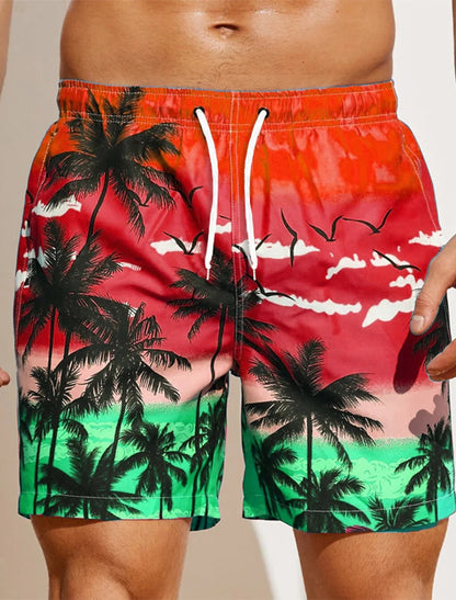 European And American Men's Loose Beach Pants 3D Printed Pattern