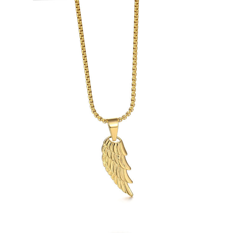 Men's Stainless Steel Angel Wings Pendant Fashion Personality Feather Titanium Steel Necklace