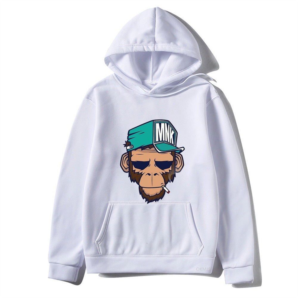 Smoking Monkey Printed Men's Hoodie Leisure Warm Sweatshirt