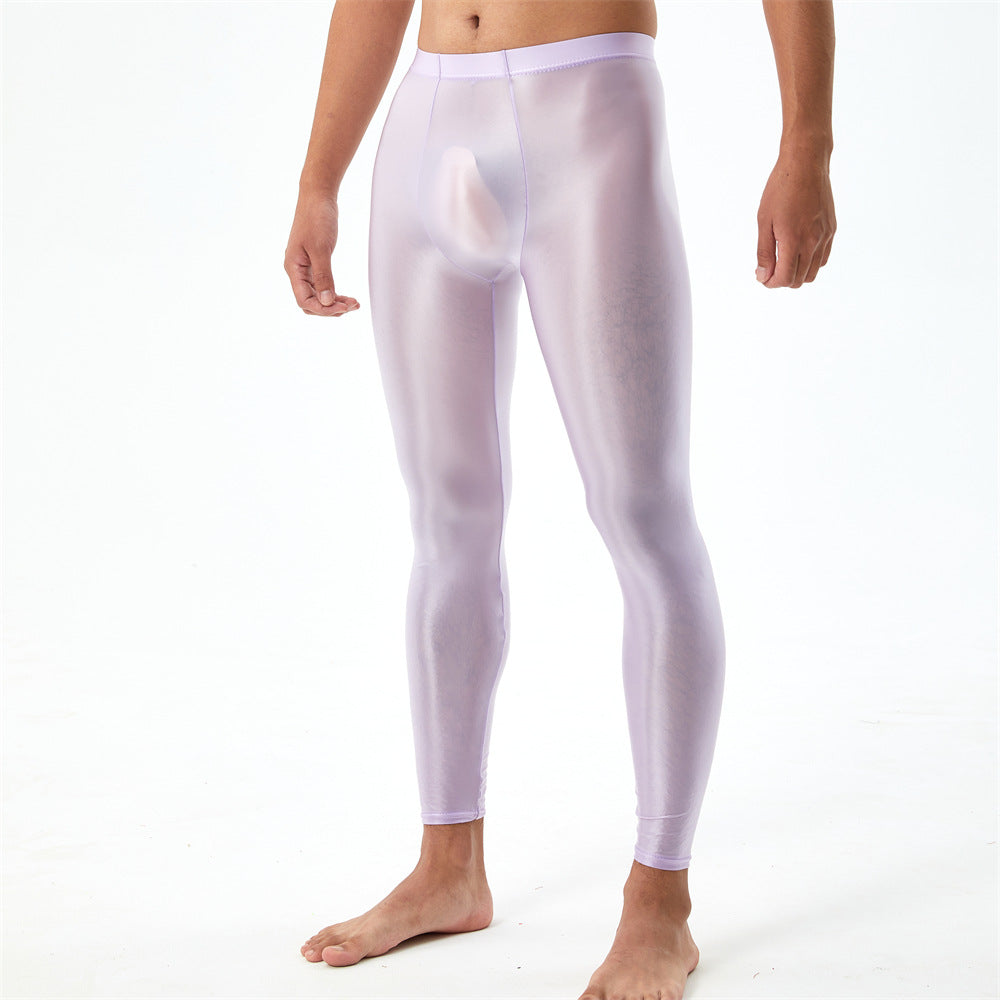 Plus Size Shiny Silky Bodybuilding Ankle-length Pants