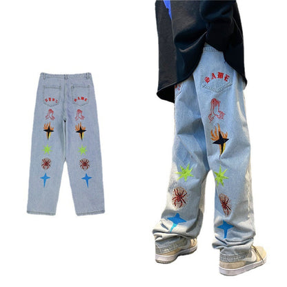 Embroidered American Retro Jeans