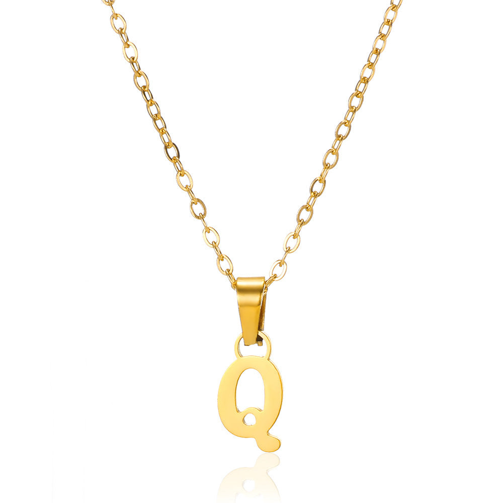 Simple 18K Gold Plating Stainless Steel Small Letter Necklace For Women