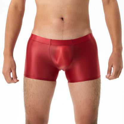 Shiny Glossy Silky Transparent Boxers Pocket U Convex