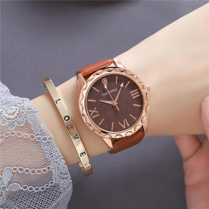 Glitter Face Simple Fashion All-match Belt Women's Watch Gift Box Suit Quartz Wrist Watch