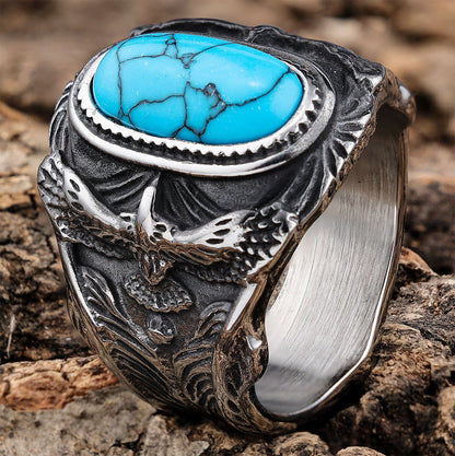 Personalized Turquoise Ring Eagle Turquoise Ring