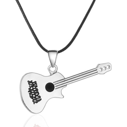 Gothic 2-layer Titanium Steel Guitar Necklace Men's Musical