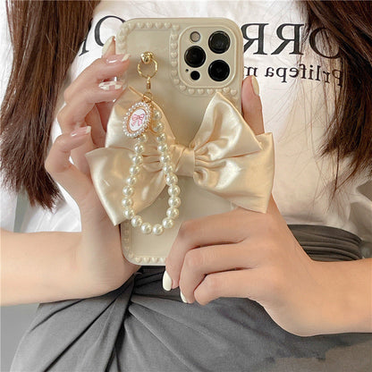 Bowknot Pearl Chain Mobile Phone Case