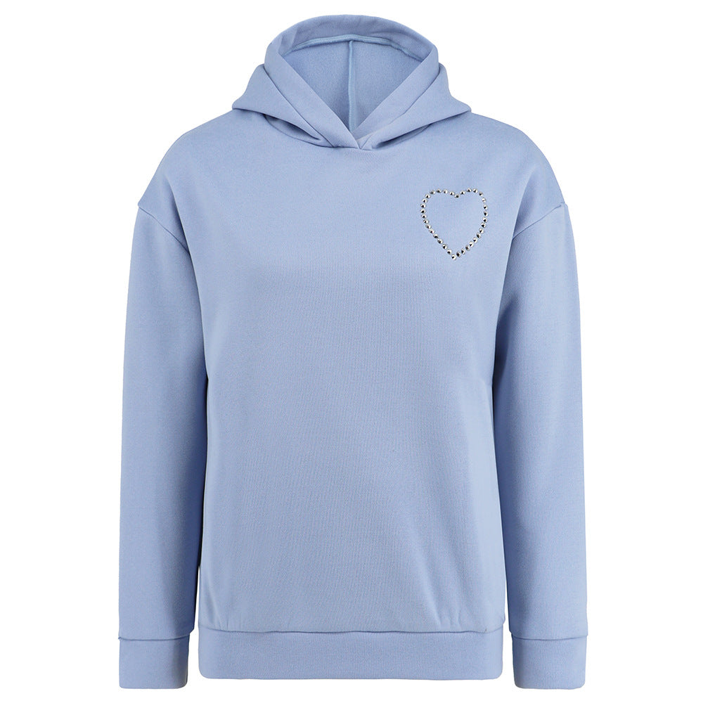 Women's Hoodie Long Sleeve Sweatshirt With Hollow Heart-shaped Design On The Back Loose Tops