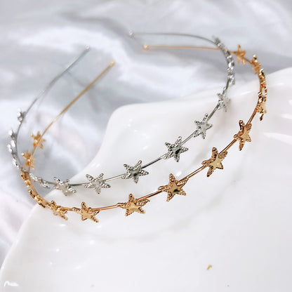 Alloy Pentagram Thin Headband Hollow Stars