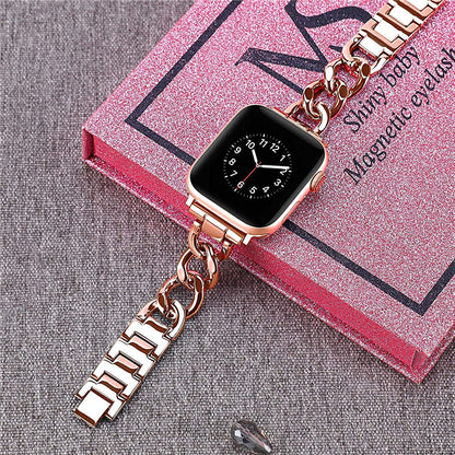 Single Row Denim Chain Metal Watch Band