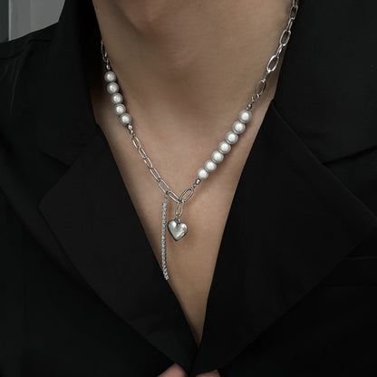 Luminous Pearl Heart Pendant Necklace Men's Fashion