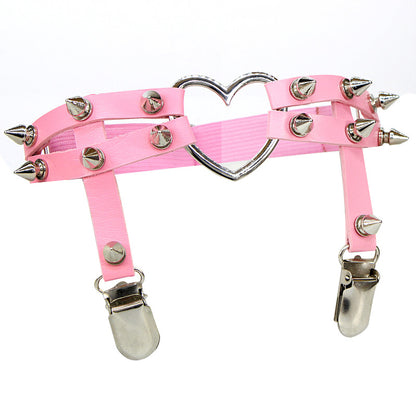 Harajuku Punk Love Heart-shaped Leather Handmade Rivet Punk Hip Hop Leg Ring Ankle Ring Garter