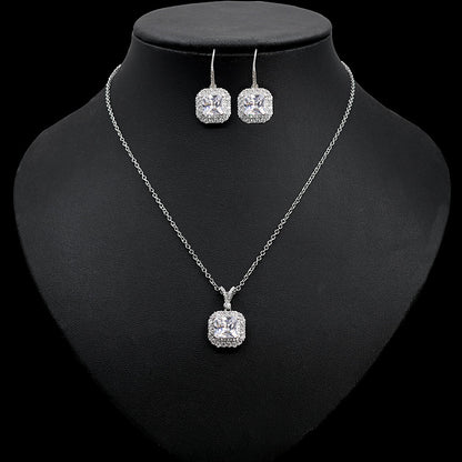 High-end New Light Luxury Zircon Necklace Earrings Set