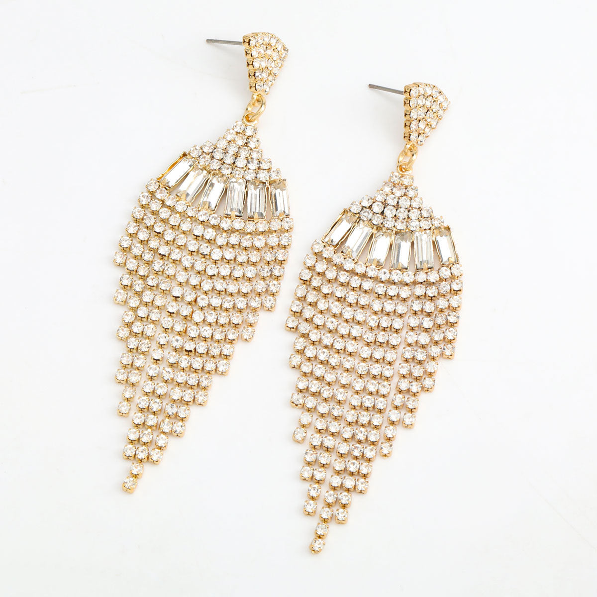 Alloy Diamond Rhinestone Long Fringe Earrings