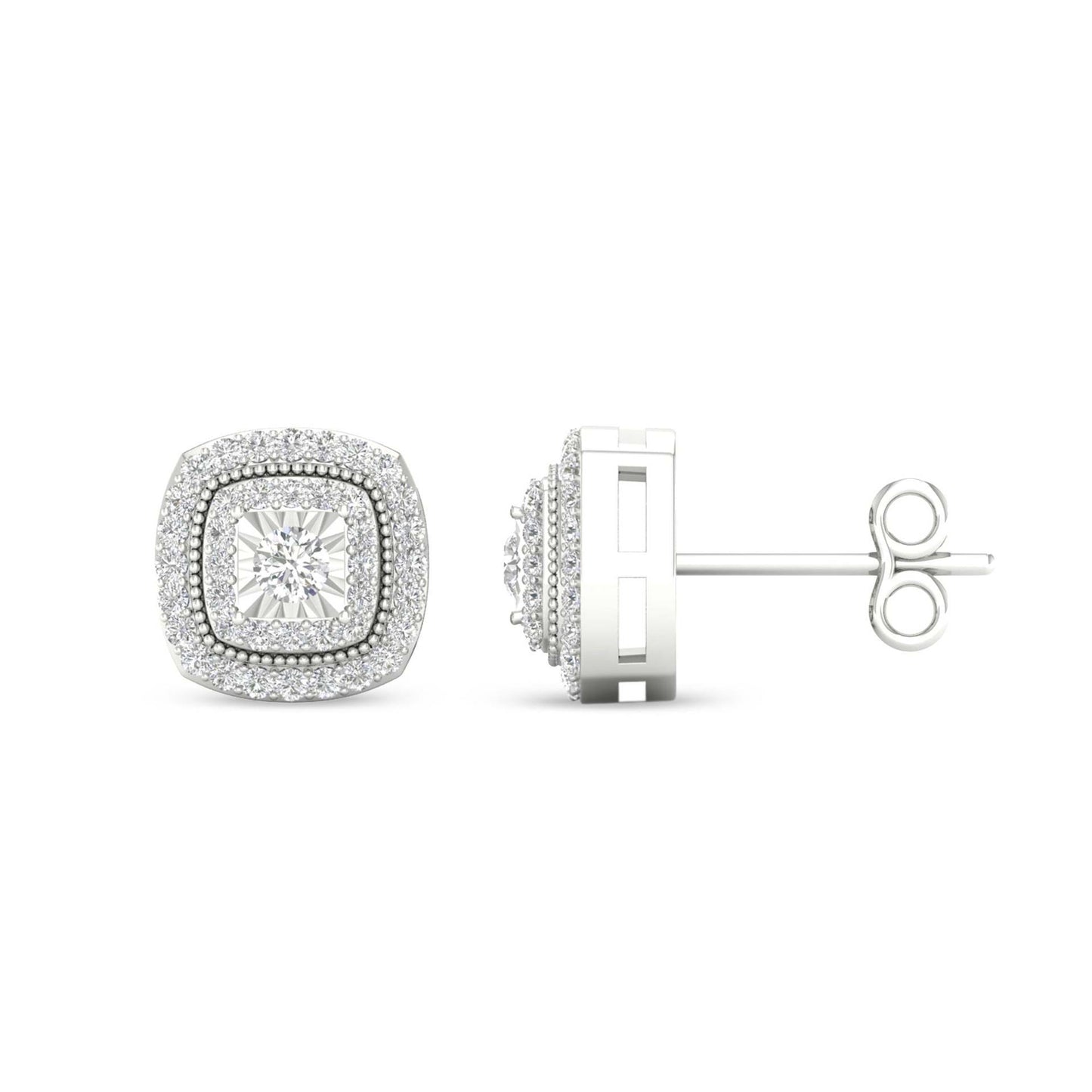 Women's Retro Square Fashion Elegant Micro Inlaid White Zircon Stud Earrings