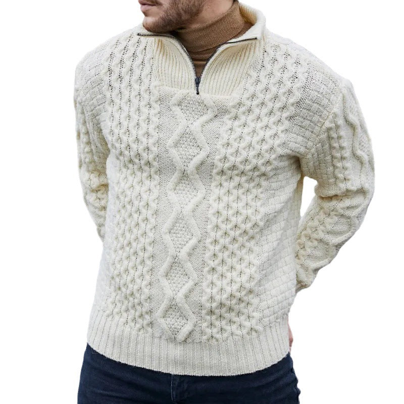 Knitted Sweater Zipper Turtleneck Long Sleeve