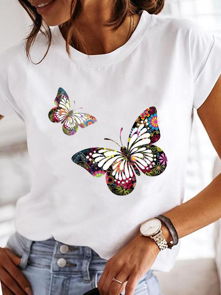 Crew Neck Casual Printed T-shirt For Women