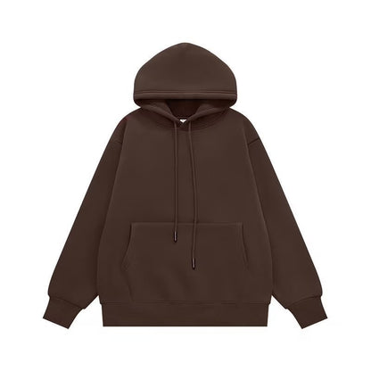 Couple Sweater Fleece-lined Thickened Hooded Solid Color Hoodie