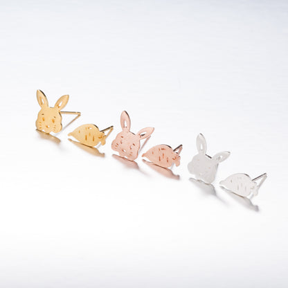 All-matching Compact Bunny Carrot Ear Studs