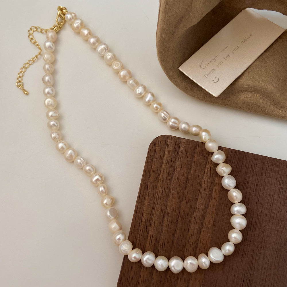 Simple Temperament Baroque Freshwater Pearl Necklace