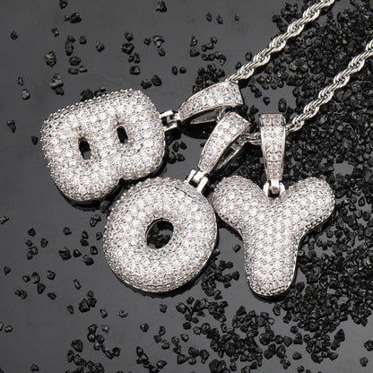 925 Silver Bubble Letters Can Be Spliced Into Custom Hip Hop Necklaces