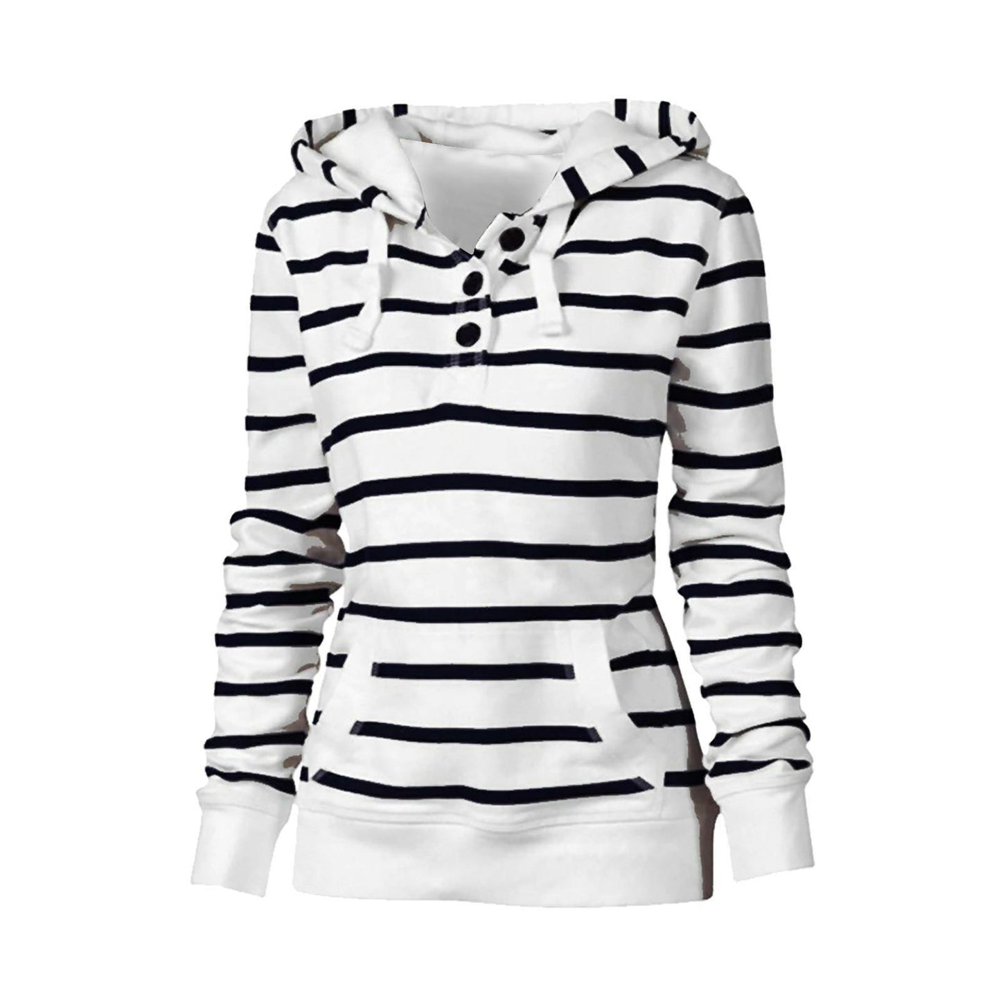 Women's Casual Long Sleeved Hooded Striped Sweater Jacket