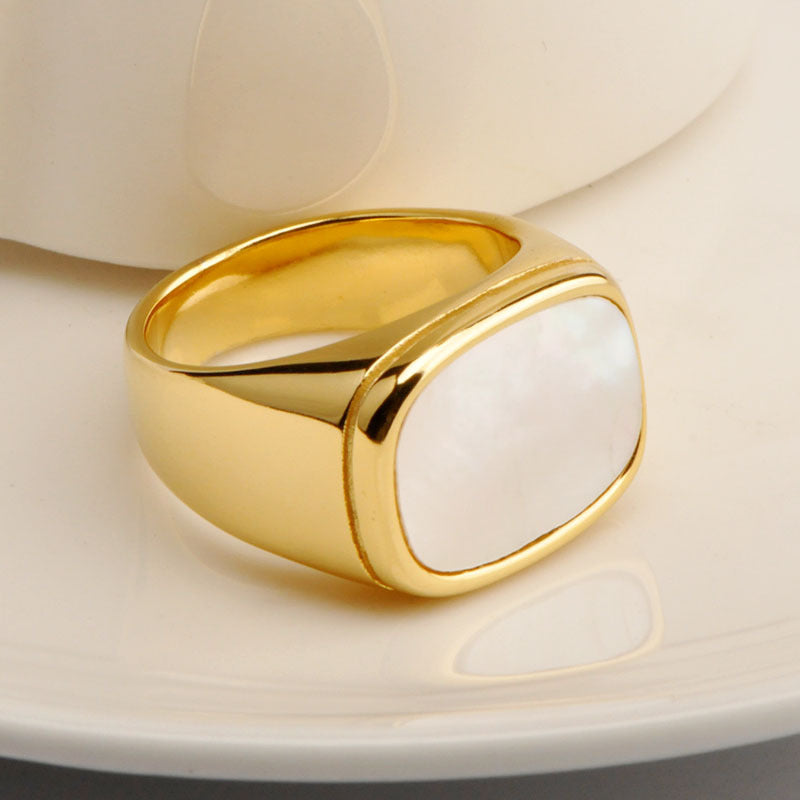 Exaggerated Celi Style Gold Flat Ring For Women