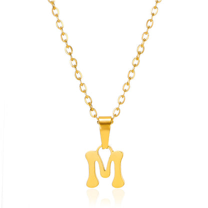 Simple 18K Gold Plating Stainless Steel Small Letter Necklace For Women