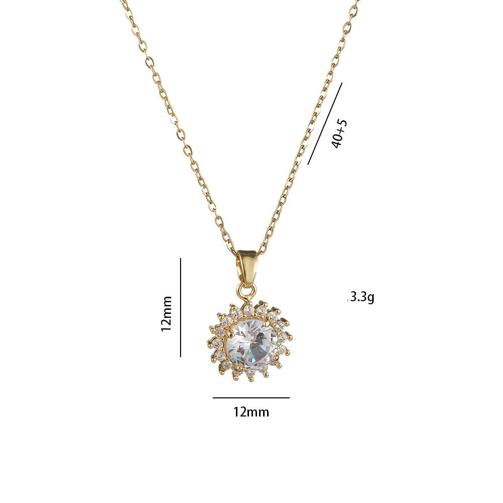 Necklace Female Online Influencer Flower Zircon Geometric