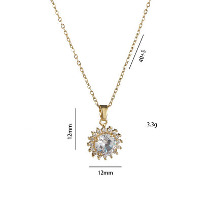 Necklace Female Online Influencer Flower Zircon Geometric