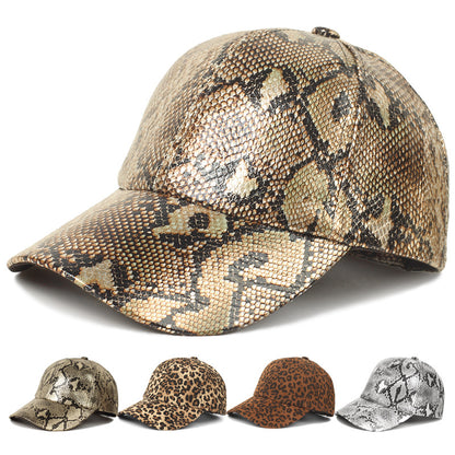 PU Serpentine Baseball Cap Sun-proof Peaked Cap