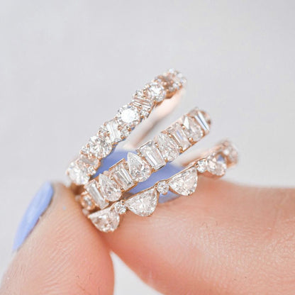 White Zirconium S925 Silver Row Diamond Ring