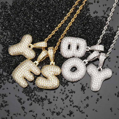 925 Silver Bubble Letters Can Be Spliced Into Custom Hip Hop Necklaces