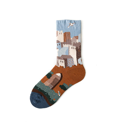 Colorful Creative Graffiti Portrait Personalized Mid-calf Length Socks