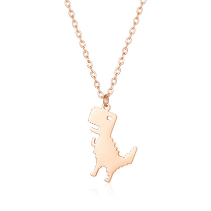 Cartoon Little Dinosaur Animal Pendant Necklace Versatile Fashion Creative Titanium Steel Clavicle Chain Ornament