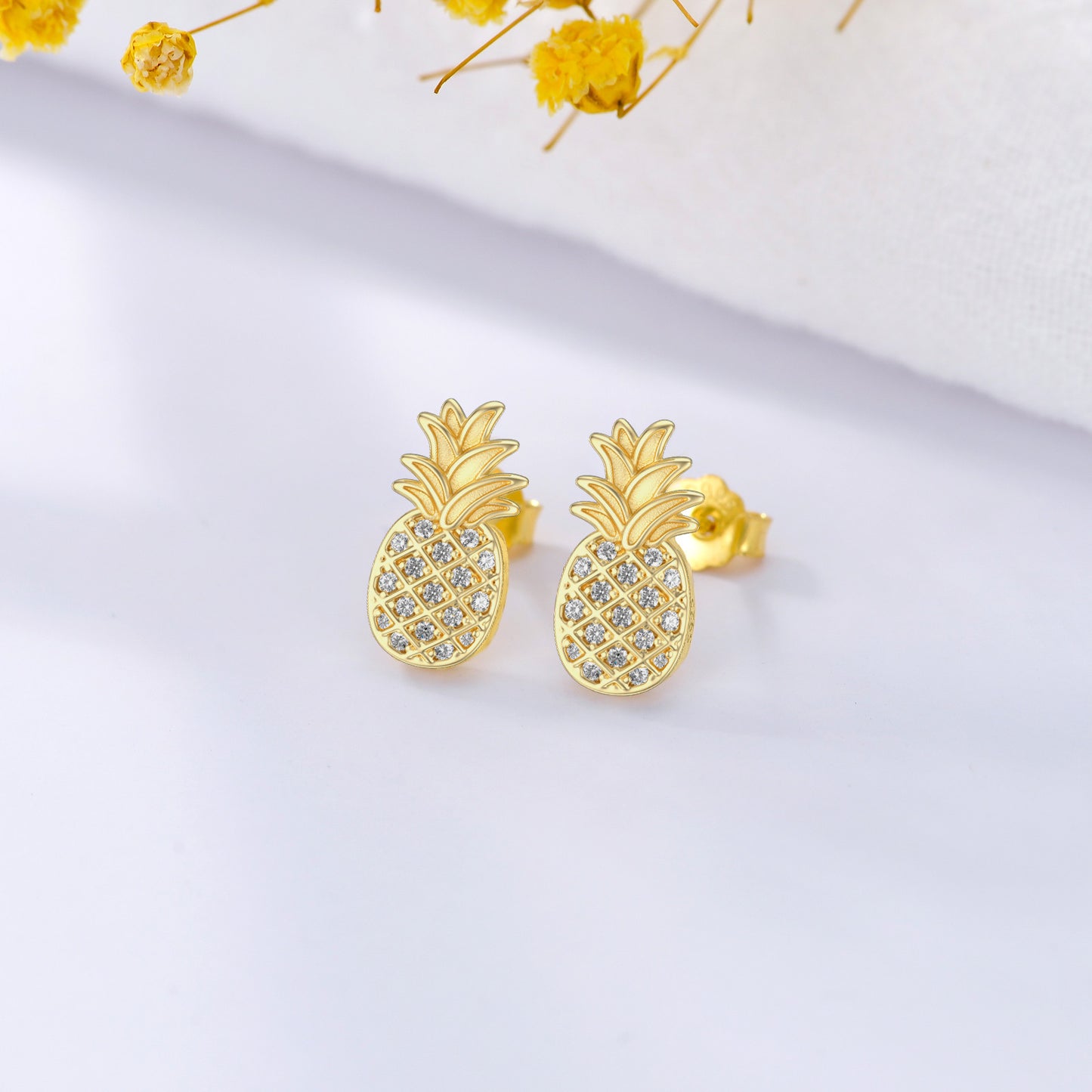 Pineapple Earrings Sterling Silver Pineapple Stud Earrings Hypoallergenic Earrings Jewelry