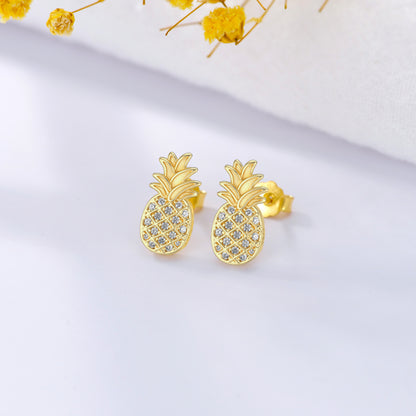 Pineapple Earrings Sterling Silver Pineapple Stud Earrings Hypoallergenic Earrings Jewelry