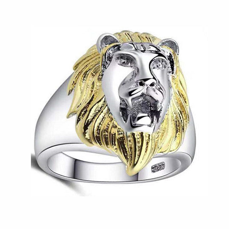 Retro Domineering Punk Lion's Head Ring