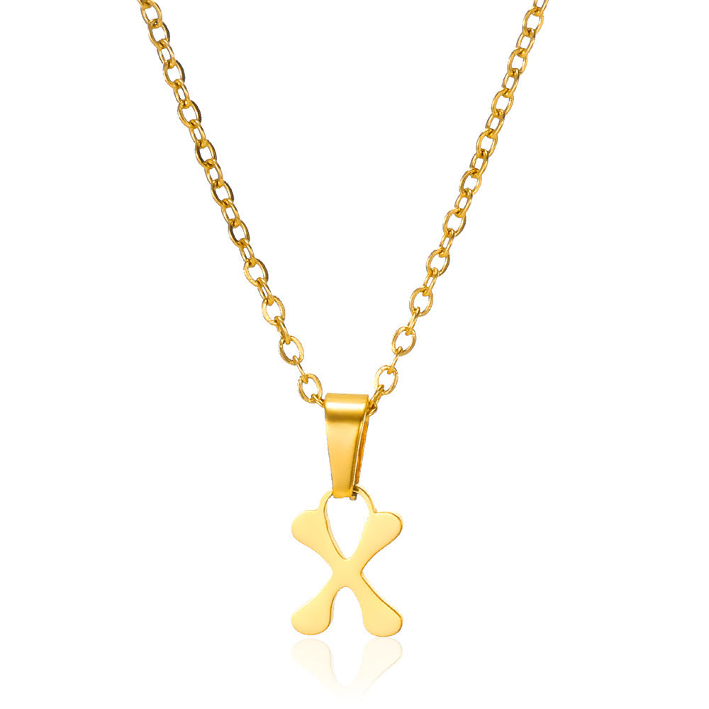 Simple 18K Gold Plating Stainless Steel Small Letter Necklace For Women