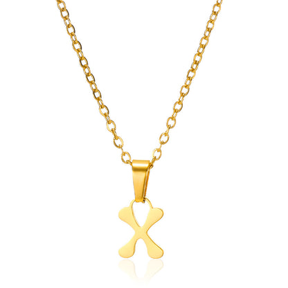 Simple 18K Gold Plating Stainless Steel Small Letter Necklace For Women